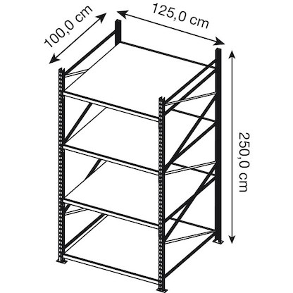 Artikelbild 2 für Manorga Schwerlastregal EPSIVOL ZR2512104F4D lichtgrau 125,0 x 100,0 x 250,0 cm, Artikelnummer 698225