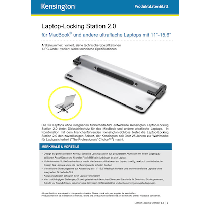 Artikelbild 8 für Kensington Locking Station 2.0 Laptopschloss 1,8 m, Artikelnummer 791477