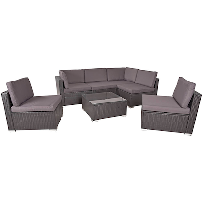 Artikelbild 3 für Garden Pleasure Loungegruppe SANSIBAR grau, silber Kunststoff, Metall, 18-teilig, Artikelnummer 897746