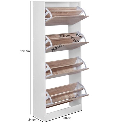 Artikelbild 2 für WOHNLING Schuhschrank, WL5.036 weiß 4 Fachböden 60,0 x 24,0 x 150,0 cm, Artikelnummer 905767