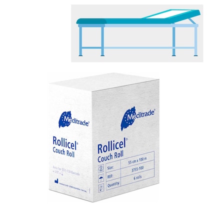 Artikelbild für Meditrade® Ärztekrepp ROLLICEL® 2-lagig weiß 55,0 cm x 100,0 m, 6 Rollen, Artikelnummer 242189