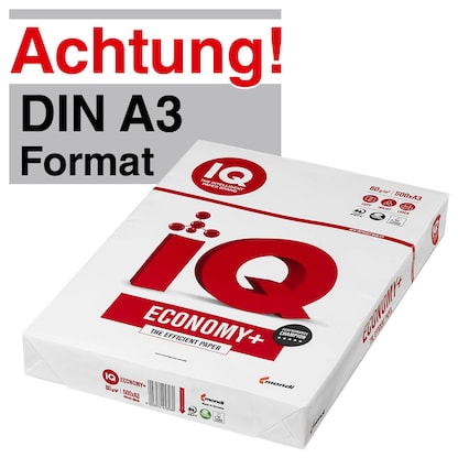 Artikelbild 13 für IQ Kopierpapier ECONOMY+ DIN A3 80 g/qm 500 Blatt, Artikelnummer 596085
