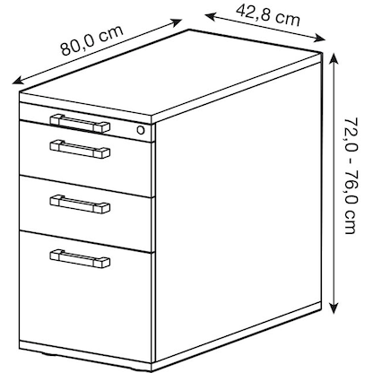 Artikelbild 2 für HAMMERBACHER Solid Standcontainer nussbaum 4 Auszüge 42,8 x 80,0 x 72,0 - 76,0 cm, Artikelnummer 593614
