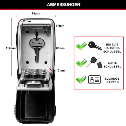 Artikelbild 3 für Master Lock® 5423EURD Schlüsseltresor grau Zahlenschloss, Artikelnummer 727663