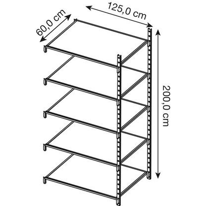 Artikelbild 2 für Manorga Anbau-Schwerlastregal ZA22605NST lichtgrau 125,0 x 60,0 x 200,0 cm, Artikelnummer 533935