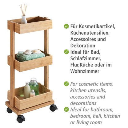 Artikelbild 2 für WENKO Etagenwagen Tortona braun 18,0 x 31,0 x 71,5 cm, Artikelnummer 530607