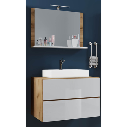 Artikelbild 4 für VCM my bath Badmöbel-Set Lendas M 915292 honig-eiche, weiß 81,0 x 46,0 x 134,0 cm, Artikelnummer 390561