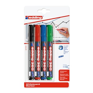 4 Edding 360 Whiteboard Marker Farbsortiert 1 5 3 0 Mm Gunstig Online Kaufen Office Discount