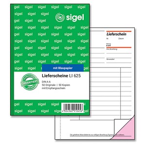 SIGEL Formularbuch LI625 Lieferschein mit Empfangsschein SIGEL Formularbuch LI625 Lieferschein mit Empfangsschein