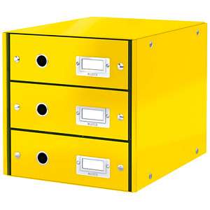 LEITZ Schubladenbox Click & Store gelb 6048-00-16, DIN A4 mit 3 Schubladen