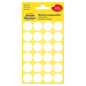 AVERY Zweckform Klebepunkte 3170 weiß Ø 18,0 mm AVERY Zweckform Klebepunkte 3170 weiß Ø 18,0 mm