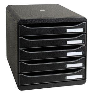 Exacompta Schubladenbox BIG-BOX PLUS schwarz 309714D, DIN A4 mit 5 Schubladen