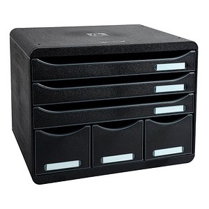 Exacompta Schubladenbox STORE-BOX schwarz 306714D, DIN A4+ quer mit 6 Schubladen