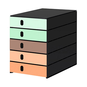 styro Schubladenbox styroval pro Emotions Mediterran grün, braun, orange DIN C4 mit 5 Schubladen