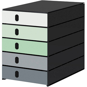 styro Schubladenbox styroval pro Emotions Frühling grün, grau DIN C4 mit 5 Schubladen