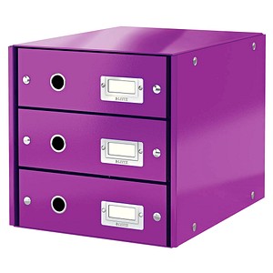 LEITZ Schubladenbox Click & Store violett 6048-00-62, DIN A4 mit 3 Schubladen