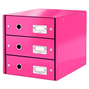 LEITZ Schubladenbox Click & Store pink 6048-00-23, DIN A4 mit 3 Schubladen
