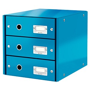 LEITZ Schubladenbox Click & Store blau 6048-00-36, DIN A4 mit 3 Schubladen