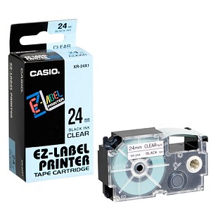 CASIO Beschriftungsband XR-24X XR-24X1, 24 mm schwarz auf transparent CASIO Beschriftungsband XR-24X XR-24X1, 24 mm schwarz auf transparent