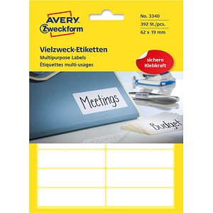 392 AVERY Zweckform Etiketten 3340 weiß 392 AVERY Zweckform Etiketten 3340 weiß