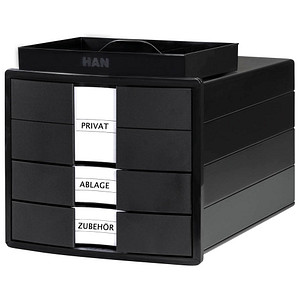 HAN Schubladenbox IMPULS schwarz 1017-13, DIN C4 mit 3 Schubladen