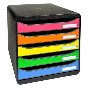 Exacompta Schubladenbox BIG-BOX PLUS rot, orange, gelb, grün, violett 309798D, DIN A4 mit 5 Schubladen