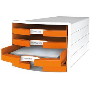 HAN Schubladenbox IMPULS orange 1013-51, DIN C4 mit 4 Schubladen