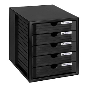 HAN Schubladenbox System-Box schwarz 1450-13, DIN C4 mit 5 Schubladen