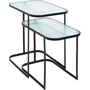 HAKU Möbel Beistelltische-Set Glas schwarz
