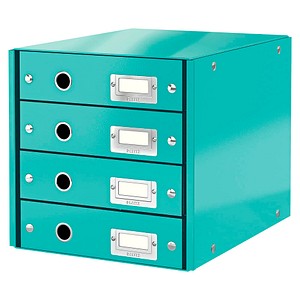 LEITZ Schubladenbox Click & Store eisblau 6049-00-51, DIN A4 mit 4 Schubladen
