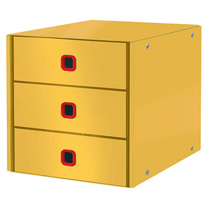 LEITZ Schubladenbox Click & Store Cosy gelb 53680019, DIN A4 mit 3 Schubladen