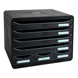 Exacompta Schubladenbox STORE-BOX schwarz 307714D, DIN A4+ quer mit 7 Schubladen