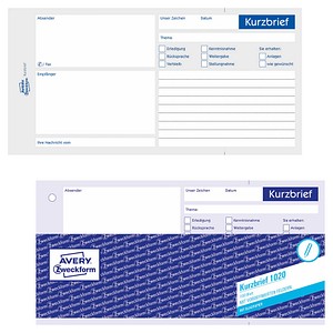 AVERY Zweckform Formularbuch 1020 Kurzbrief AVERY Zweckform Formularbuch 1020 Kurzbrief