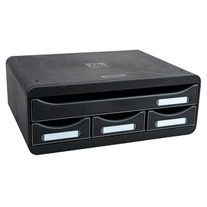Exacompta Schubladenbox Toolbox schwarz 319714D, DIN A4+ quer mit 4 Schubladen