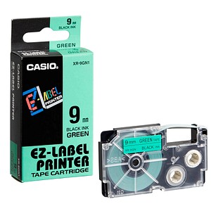 CASIO Beschriftungsband XR-9GN XR-9GN1, 9 mm schwarz auf grün CASIO Beschriftungsband XR-9GN XR-9GN1, 9 mm schwarz auf grün