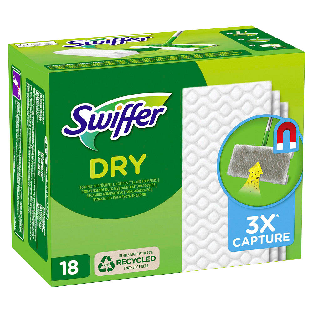 Swiffer Bodenwischer Trockene Bodentücher (18 Tücher) für Holz & Parkett