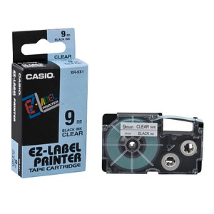 CASIO Beschriftungsband XR-9X XR-9X1, 9 mm schwarz auf transparent CASIO Beschriftungsband XR-9X XR-9X1, 9 mm schwarz auf transparent