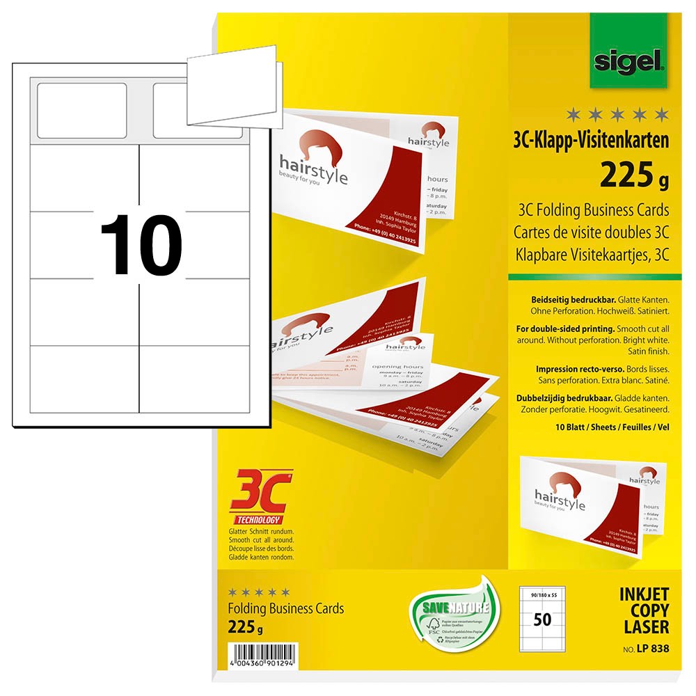 50 Sigel Visitenkarten Lp8 Weiss Gunstig Online Kaufen Office Discount