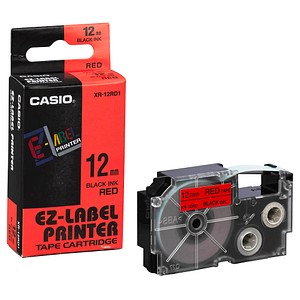 CASIO Beschriftungsband XR-12RD XR-12RD1, 12 mm schwarz auf rot CASIO Beschriftungsband XR-12RD XR-12RD1, 12 mm schwarz auf rot