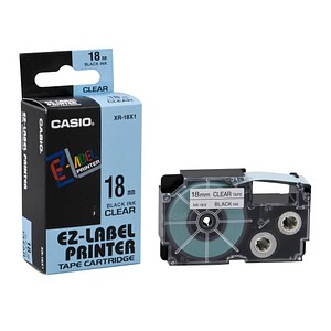 CASIO Beschriftungsband XR-18X XR-18X1, 18 mm schwarz auf transparent CASIO Beschriftungsband XR-18X XR-18X1, 18 mm schwarz auf transparent