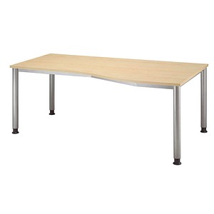 HAMMERBACHER Orbis höhenverstellbarer Schreibtisch ahorn Trapezform HAMMERBACHER Orbis höhenverstellbarer Schreibtisch ahorn Trapezform