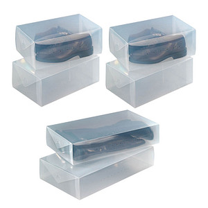 6 WENKO Schuhboxen transparent 34,0/52,0 x 21,0/30,0 x 13,0/11,0 cm