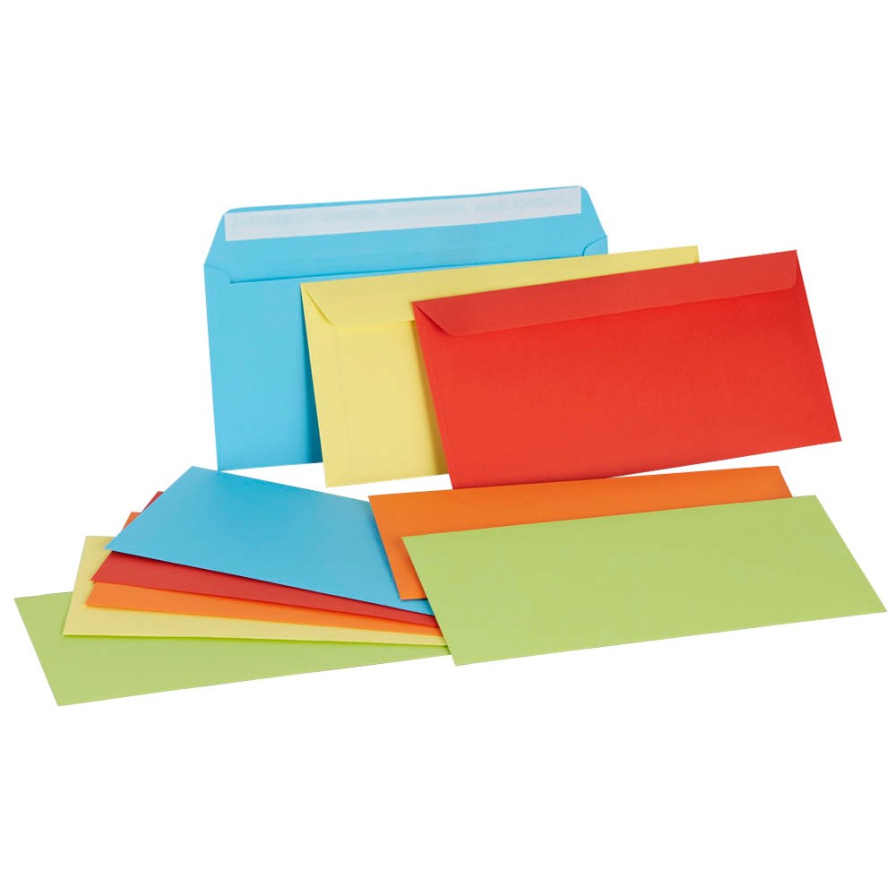 tecno Briefumschläge colors DIN lang+ ohne Fenster farbsortiert haftklebend  25 St.