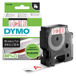 DYMO Beschriftungsband D1 S0720850, 19 mm rot auf weiß DYMO Beschriftungsband D1 S0720850, 19 mm rot auf weiß