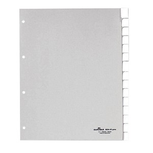 DURABLE Ordnerregister DIN A4 Vollformat, Überbreite blanko grau 15-teilig DURABLE Ordnerregister DIN A4 Vollformat, Überbreite blanko grau 15-teilig