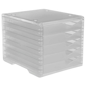 styro Schubladenbox styroswingbox light transparent 275-8430.224, DIN C4 mit 5 Schubladen