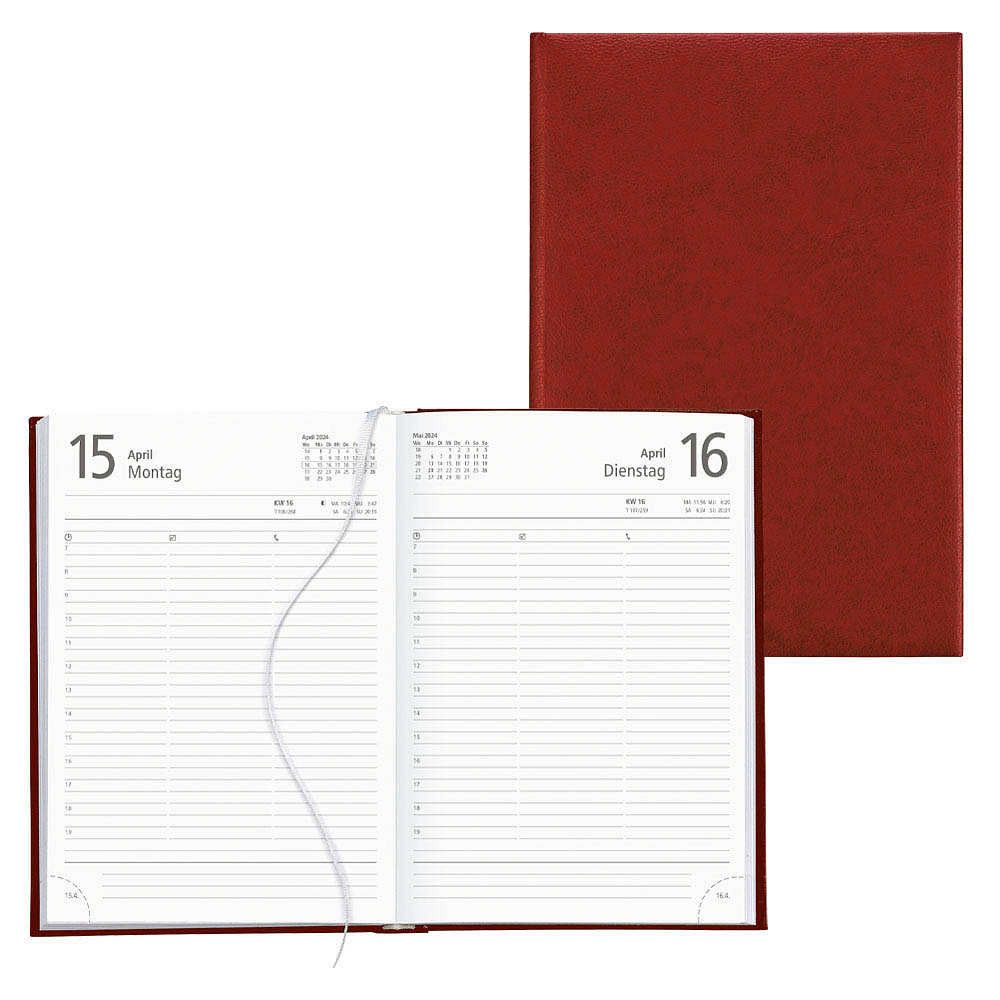 Zettler Kalender Buchkalender Tagesplaner 2024 Rot Office Discount