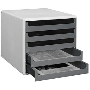 M&M Schubladenbox dunkelgrau 30050910, DIN A4 mit 5 Schubladen