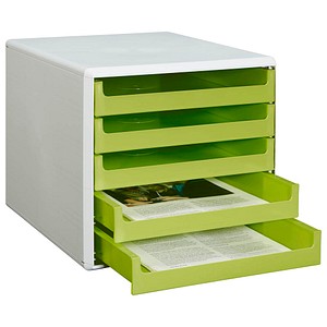 M&M Schubladenbox lindgrün 30050931, DIN A4 mit 5 Schubladen