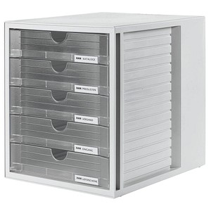 HAN Schubladenbox System-Box transparent 1450-63, DIN C4 mit 5 Schubladen